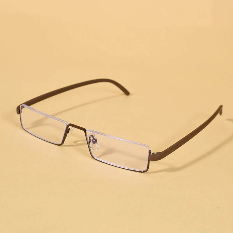 Metall Anti-Blau Licht Lesebrille Männer Halb Rahmen Brillen Männlichen Brillen Mit Fall + 125 + 175 + 225 + 275 + 300 + 350 – Detail 25