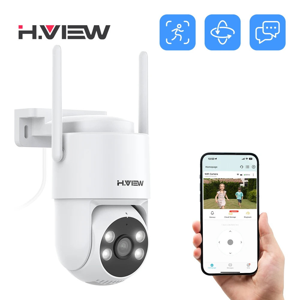 

H.VIEW 3MP PTZ IP Camera WiFi Outdoor AI Human Detection Audio Wireless Security CCTV Camera
