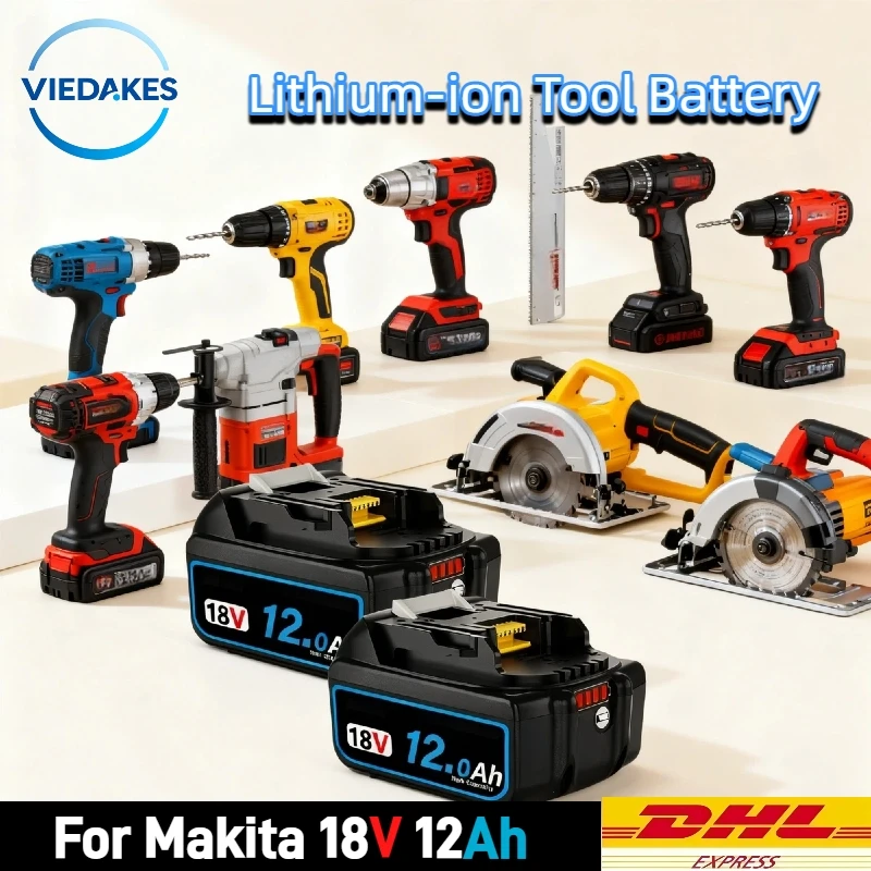 

Viedakes 100% for makita 18v battery 12.0Ah, for Makita drill 18v LXT DTD173 DGA404 DJV182 HR140D DTW700 DDF487