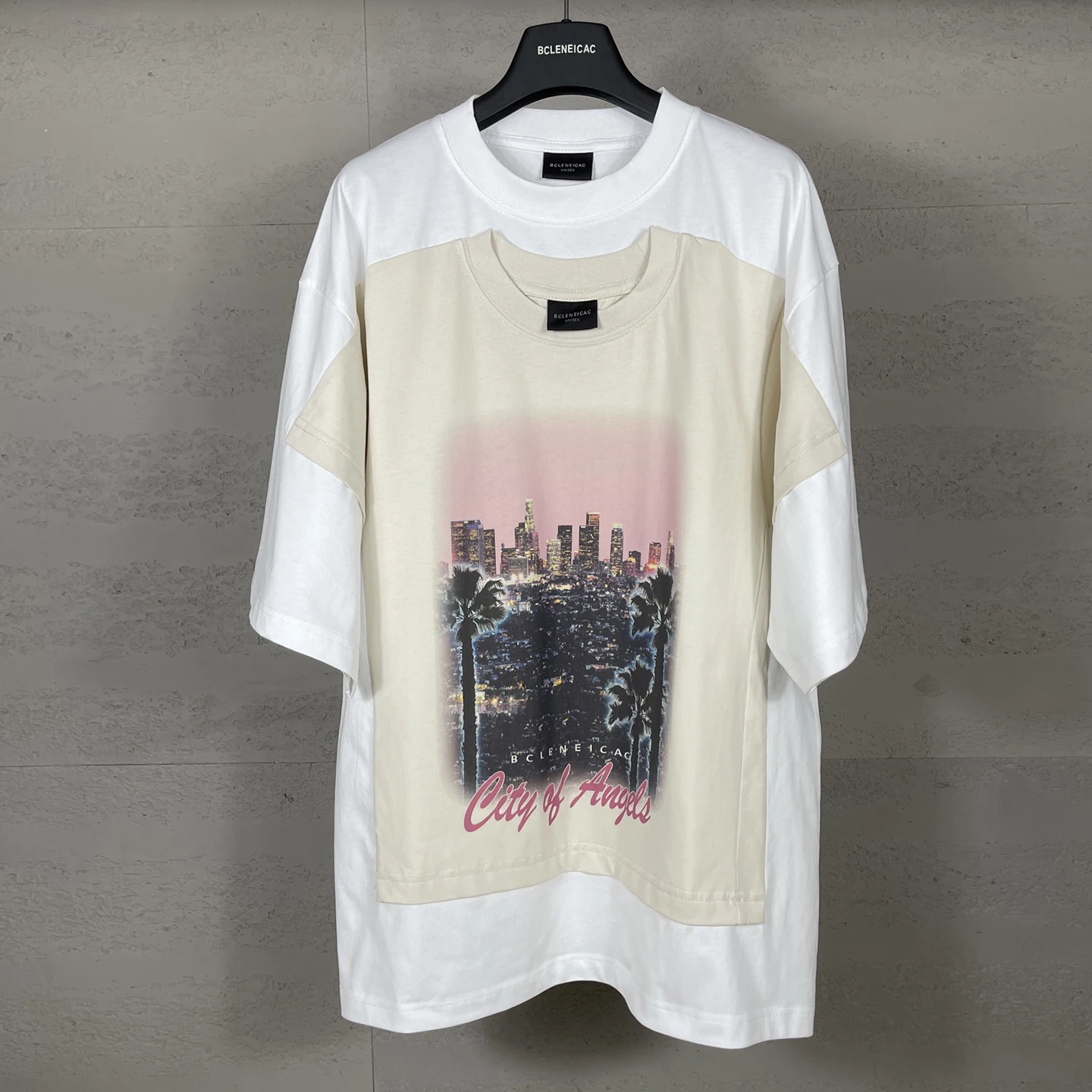 

Футболка с коротким рукавом Angel City Los Angeles Night View Direct Print, двухслойная, с эффектом двухслойности, в парижском стиле, хлопковая, молодежная, летняя.