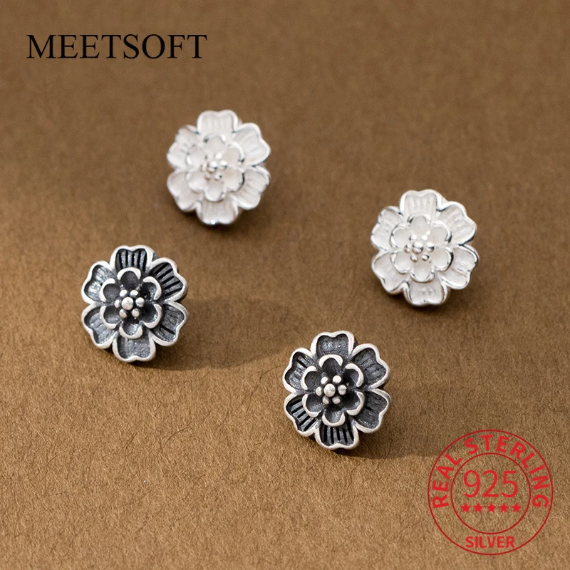 925 Sterling Silver Six Petal Flower Button Semi-finished Connecting Buckle Handmade DIY Bracelet Braided Rope Accessories