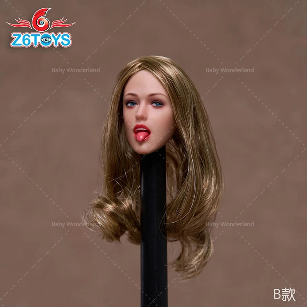 Z6TOYS ZC009 1/6 Expression collante de la langue, tête féminine Sexy, yeux actifs, modèle adapté au corps de figurine de soldat de 12 pouces, en Stock