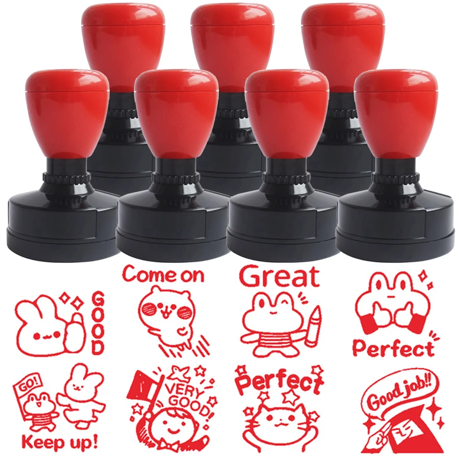 Encourage Comment Hand Stamps without Red Ink Suitable for Student Homework Evaluation Revision Cartoon Emoticon Comment Seal