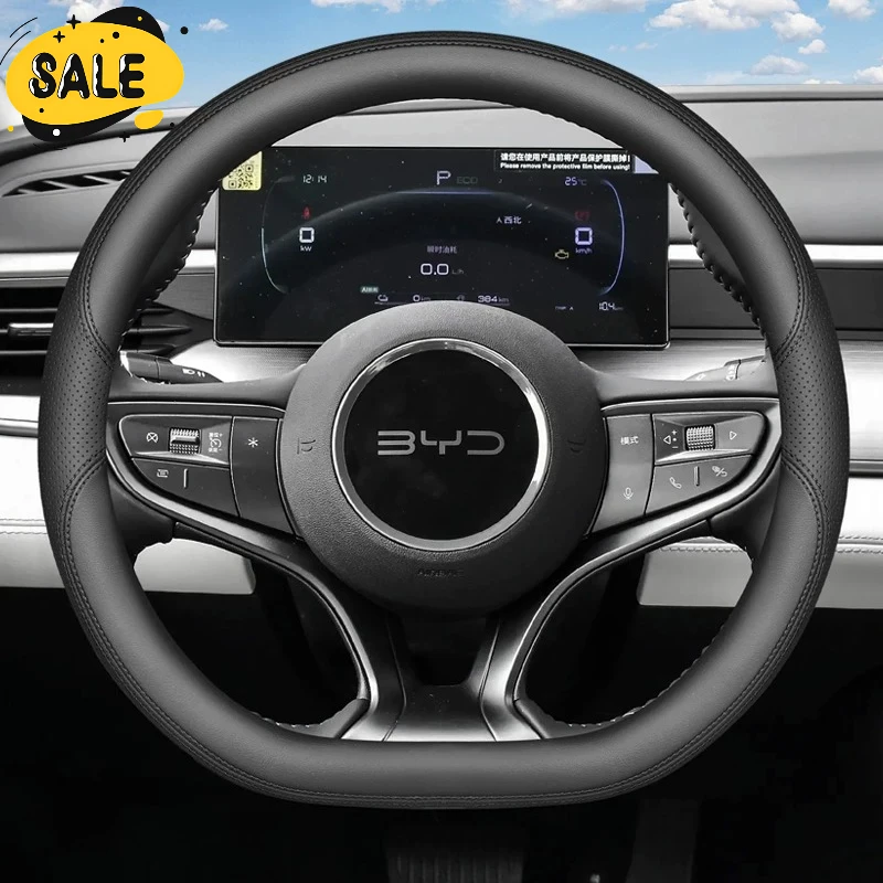 Leather Car Steering Wheel Cover For BYD Song Plus DM-I Atto3 Dolphin Sealion 7 5 Seal U Dmi 2025 2026 Car Interior Accessories - view 3