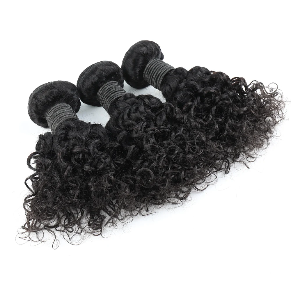 Brazilian Small Pixie Curl Bundles with Closure Unprocessed Kinky Curly Human Hair Pixie Curls Weave Lace Closure Hair Extension