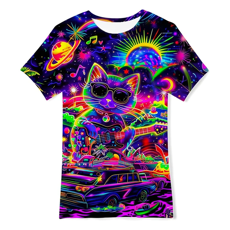 เสื้อยืดลายแมวฮิปฮอปสีนีออนสำห - Street Fashion Trend 2025 บทวิจารณ์และราคา