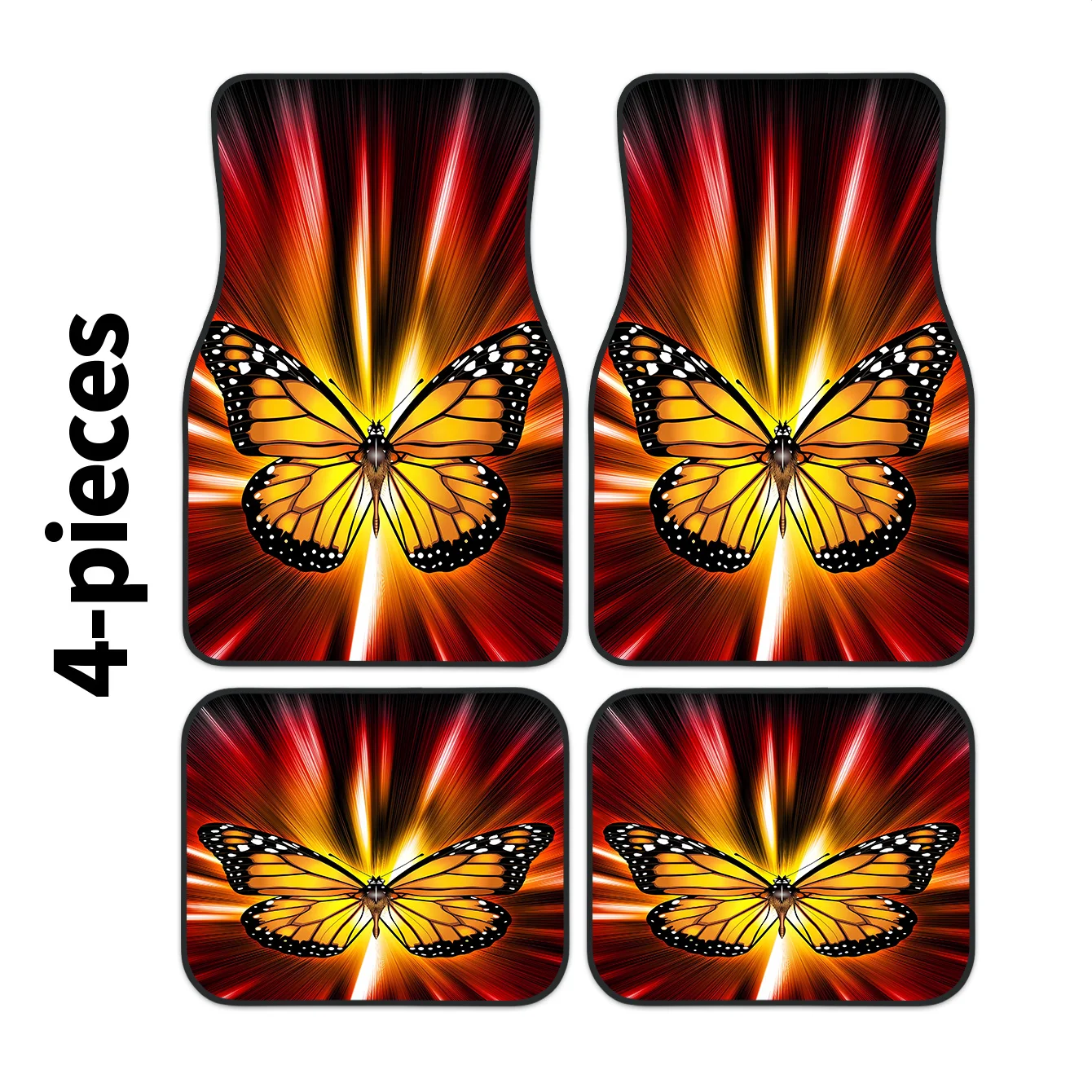 4pcs Car Floor Mats With 2D Butterfly Pattern, Universal Floor Mats Suitable For Cars, Trucks, And SUVs. Waterproof, Slip-resis
