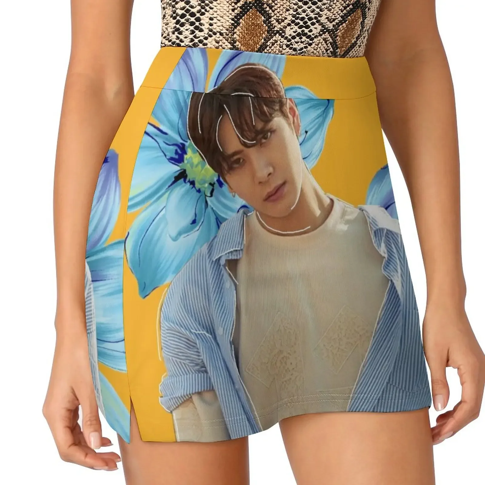 

Got7 Jackson Wang with flowers Mini Skirt Korean clothing korean style clothing Women's summer skirt Short skirt woman