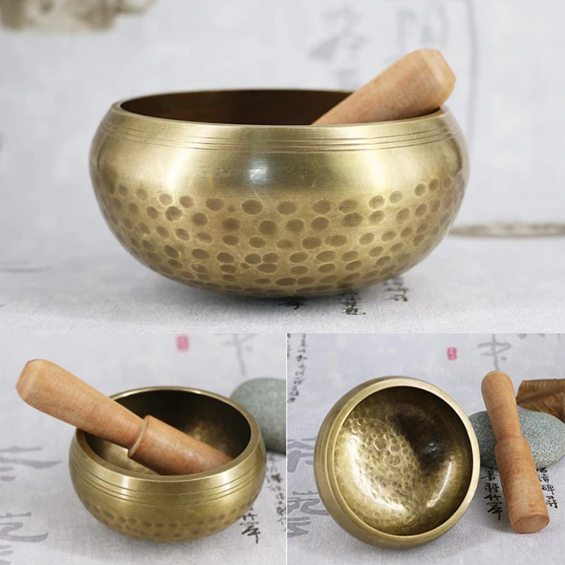 New Arrival Tibetan Buddhism Bowl Meditation Hammered Alms  Yoga Copper Sound Therapy Chakra Singing Bowl Religious Supplies