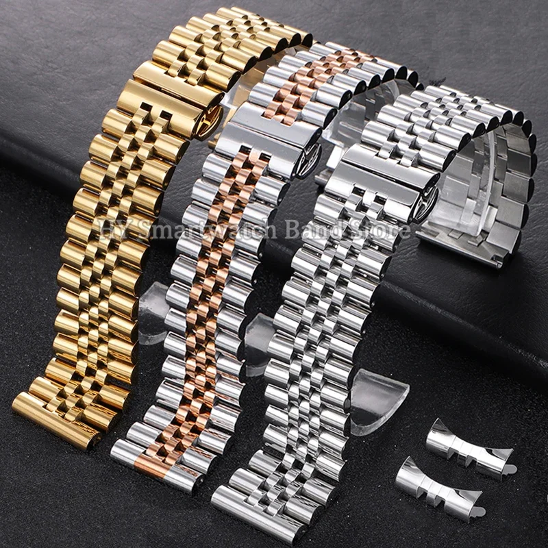 

12/13/14/16/17/18/19/20/21/22mm Curved End Metal Watch Strap for Seiko for Rolex Stainless Wrist Band Men Women Sport Bracelet