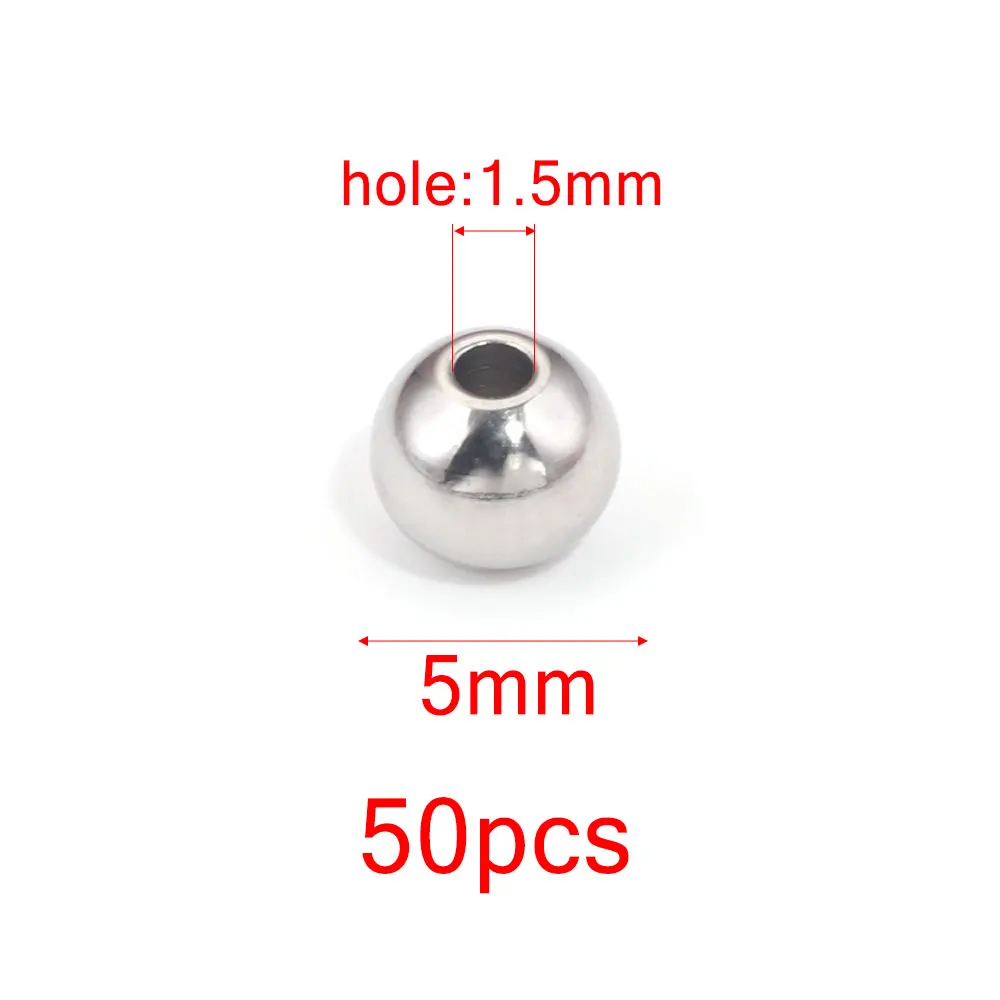 20–100 Stück, 3, 4, 5, 6, 8 mm, Edelstahl-Abstandsperlen, runde Kugel, lose Rocailles für DIY-Armbänder, Schmuckherstellung, Zubehör