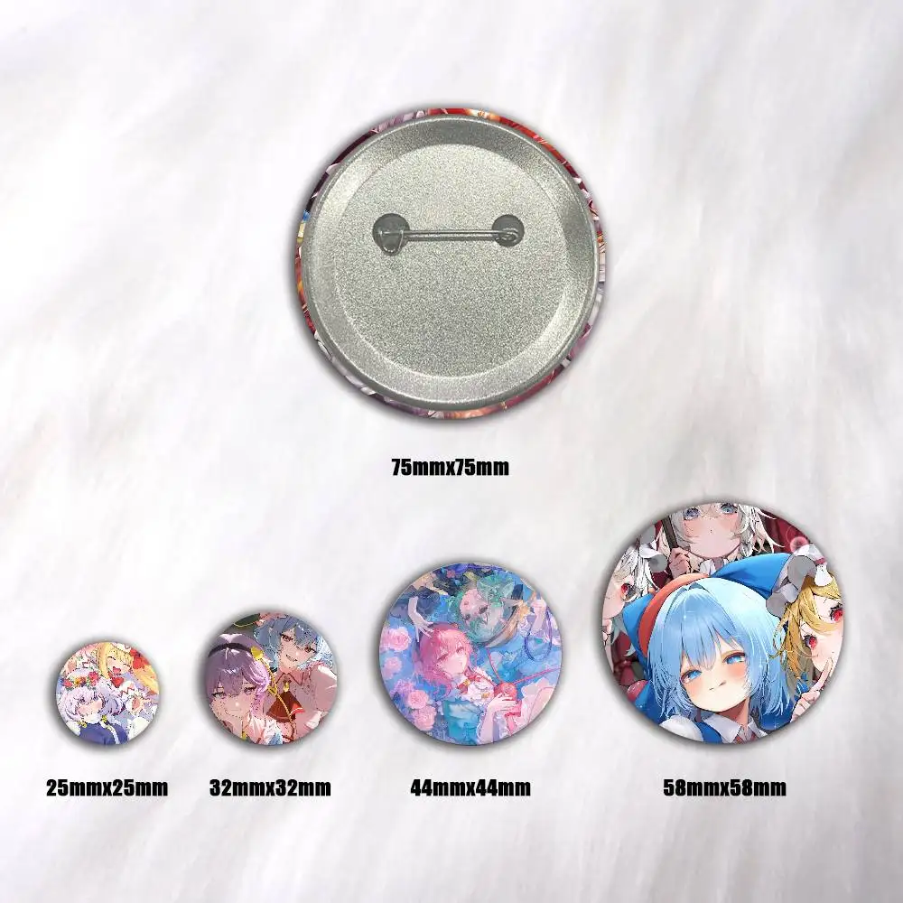Anime Popular Game T-Touhou P-Project Manga Badges 44 58 75 mm Round Cosplay Pin Bag Decor Fans Collect Friends Gifts Brooch
