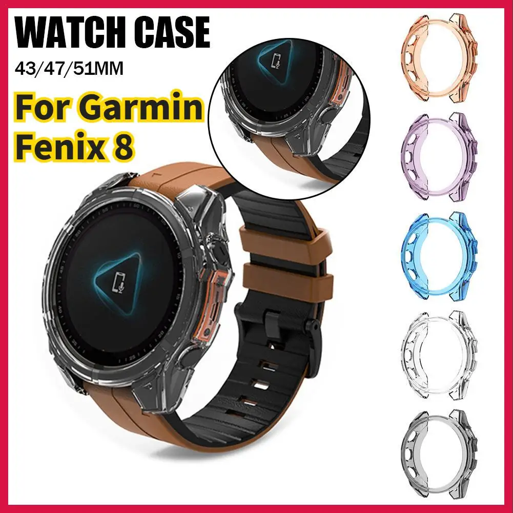 Ultra Slim Protector Case For Garmin Fenix ​​​​8 43mm/45mm/47mm Smart Watch TPU Soft Shell Edge Protector Case