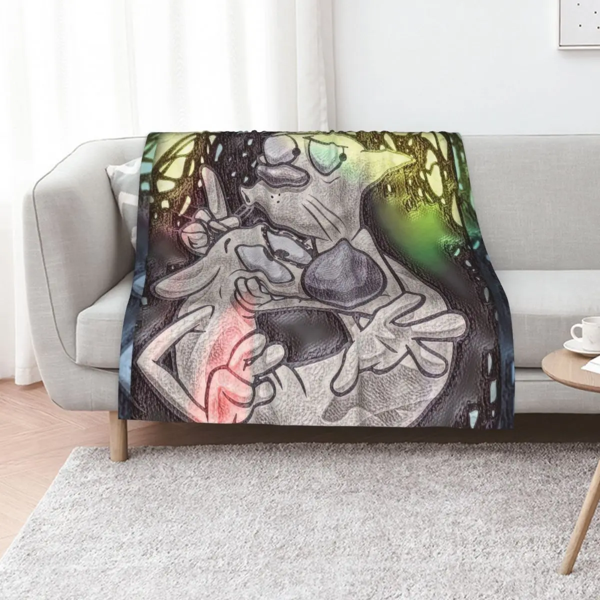 Could CatDog Cuddle Cost? Throw Blanket Plaid on the sofa anime Sofa Throw manga Sofa Quilt Blankets