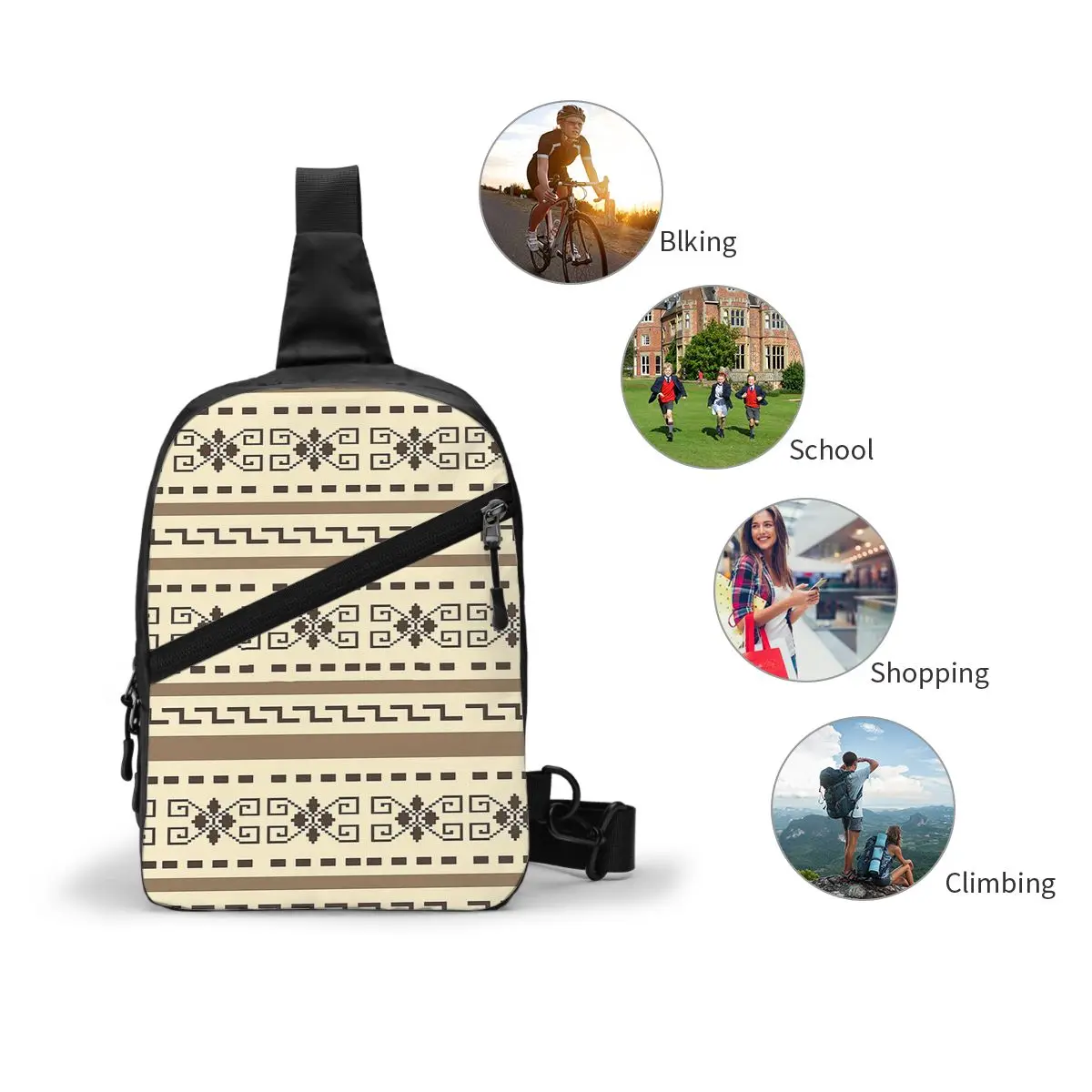 The Dude Pattern - The Big Lebowski Chest Bag Men Sling Crossbody Backpack Chest Bag Travel Hiking Daypack Shoulder Bag