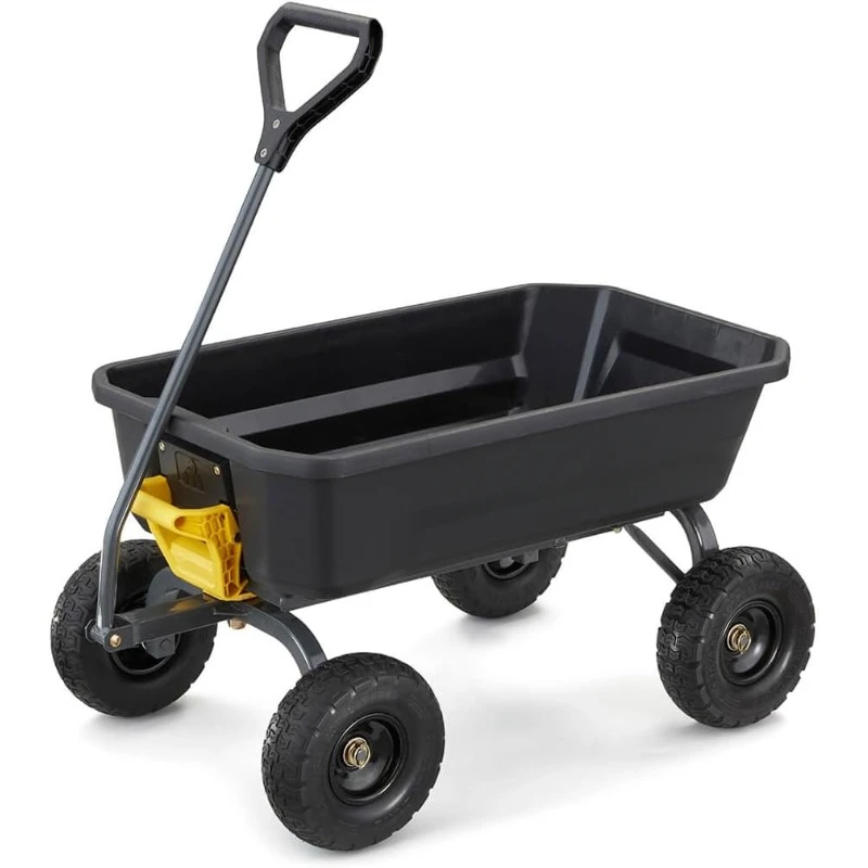 Carts Poly Dump Cart with No-Flat Tires 4 Cu Ft 600 Lb Capacity