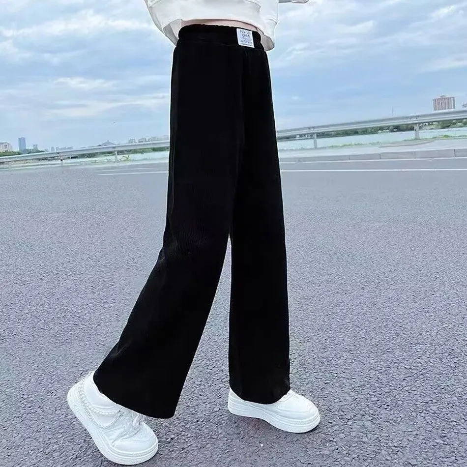 Girls Wide Leg Pants New Spring and Autumn Trendy Children\'s Corduroy Casual Straight Leg Pants Girls Trend Slimming Long Pants