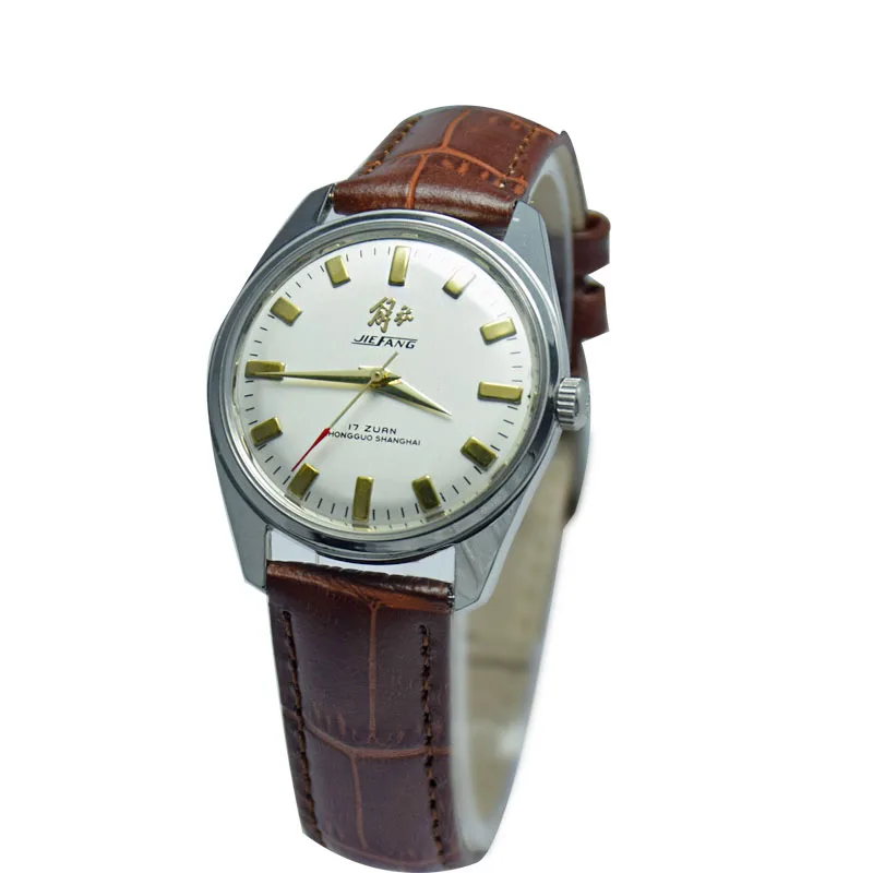 Jiefang-Reloj clásico de acero inoxidable Para Hombre, accesorio masculino de pulsera resistente al agua con mecanismo automático, complemento mecánico de estilo Retro Shanghai de 36mm