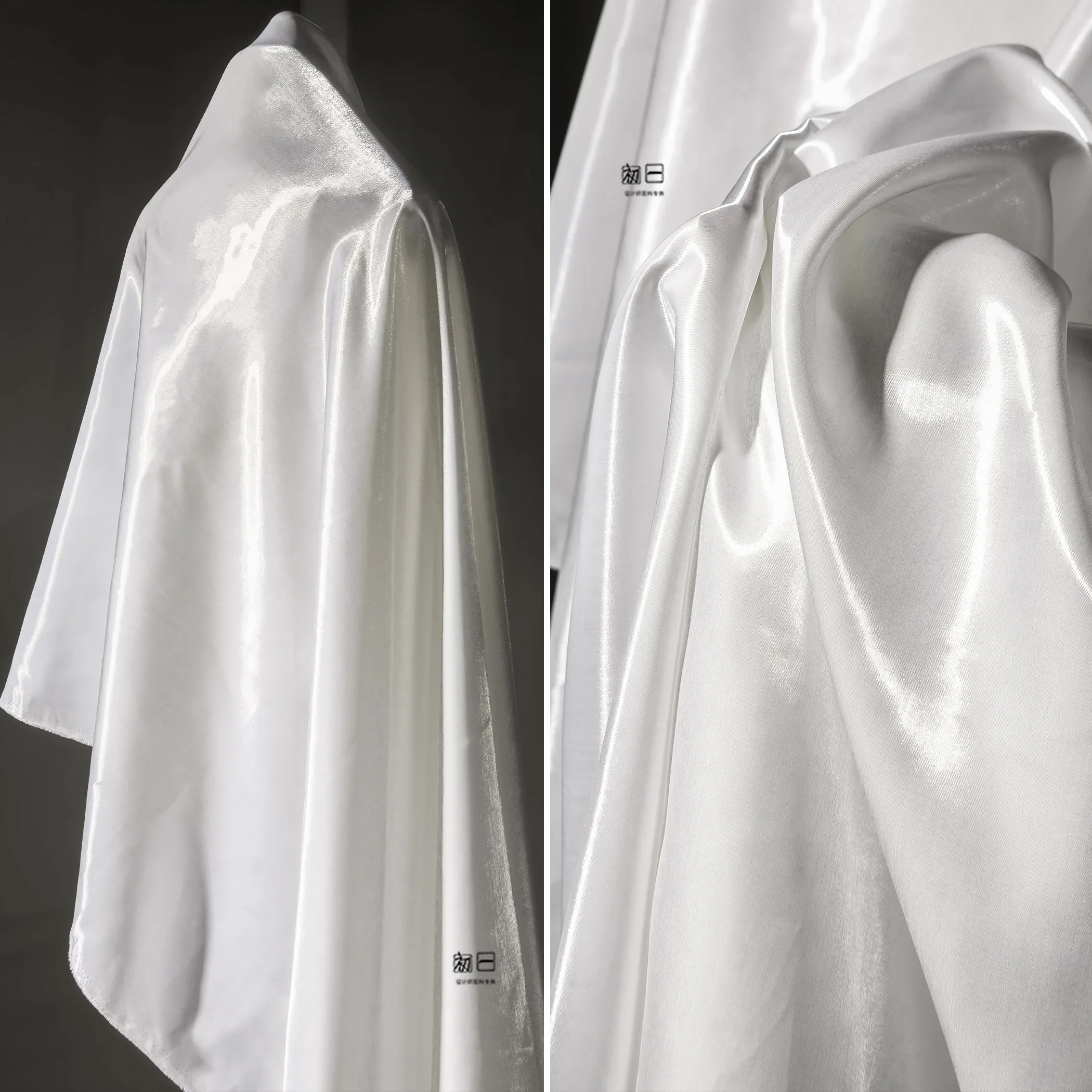 White Super Silk Satin Crisp Reflective Silky Coat and Overcoat Wedding Dress Clothing Designer Fabric