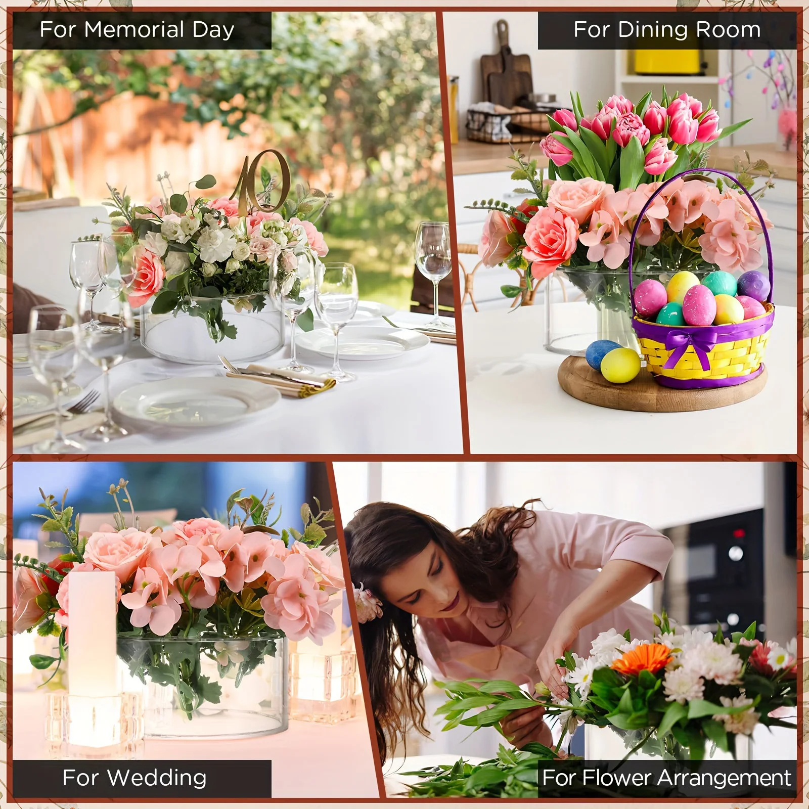 1pc Clear Round Acrylic Flower Vase 12 Holes Centerpiece Vases Multifunctional desktop decoration home decor for birthday party