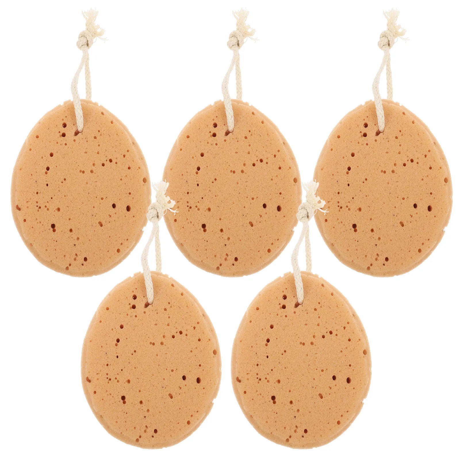 5 قطع من إسفنجة حمام على شكل قرص العسل الاصطناعية، حبل معلق، إسفنجة استحمام للتدليك، متينة وآمنة للبالغين