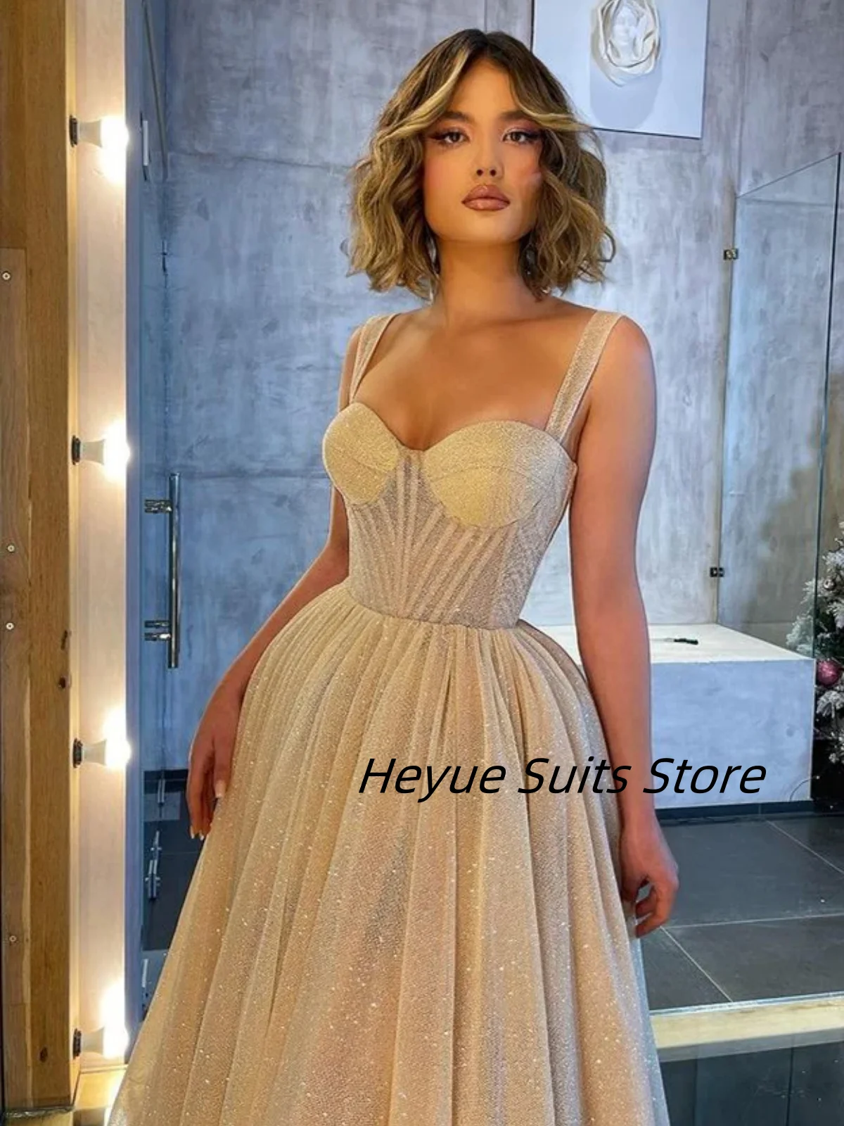 Moda personalizada princesa quinceanera alças brilhantes querida vestido de baile lantejoulas comprimento midi vestidos sem mangas tidos de novia