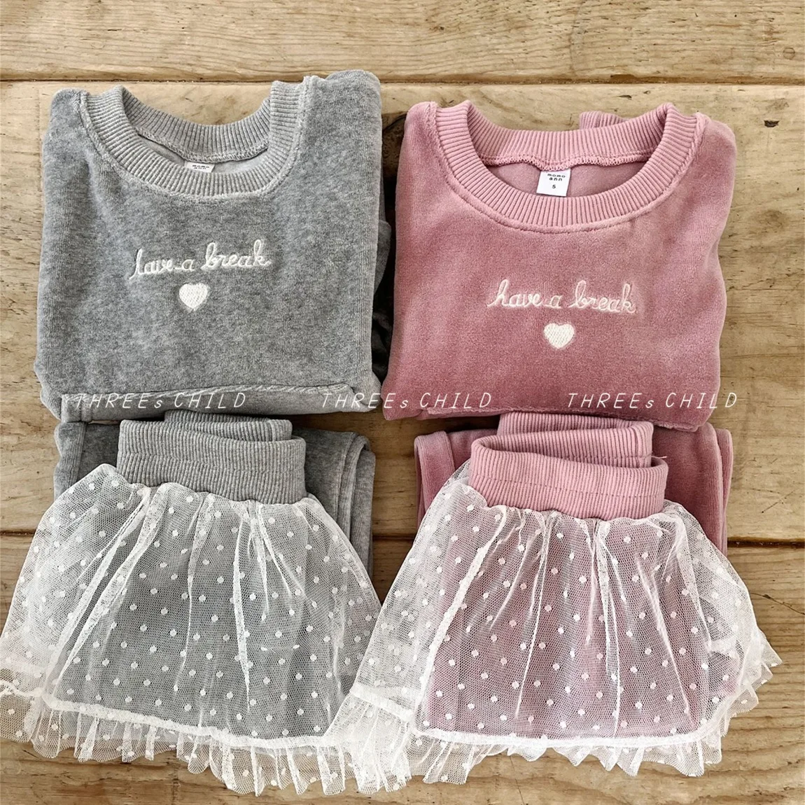 

2026 Spring New Children Long Sleeve Clothes Set Baby Girls Sweatshirt + Cute Mesh Pants 2pcs Suit Cotton Kids Casual Outfits
