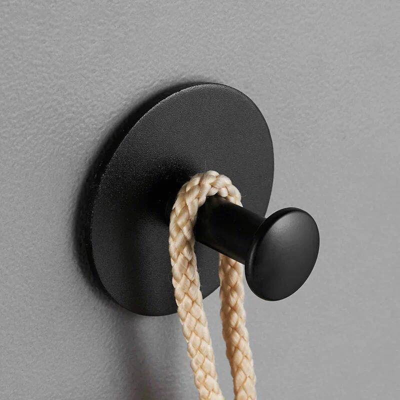 

Black Single Coat Hook Hat Hook Wall Hanging Paste Installation Small Hook Toilet Shower Room Door Rear Hook Punch Free