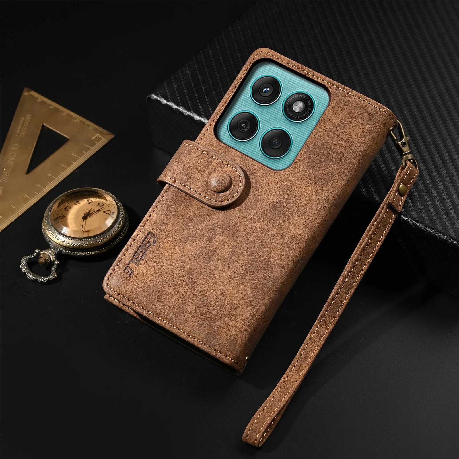 

Wallet Flip Leather Case For MOTO Edge 60 Fusion G Stylus 5G 2025 Phone Case For Rope Luxury Zipper Cover Smartphone Casing