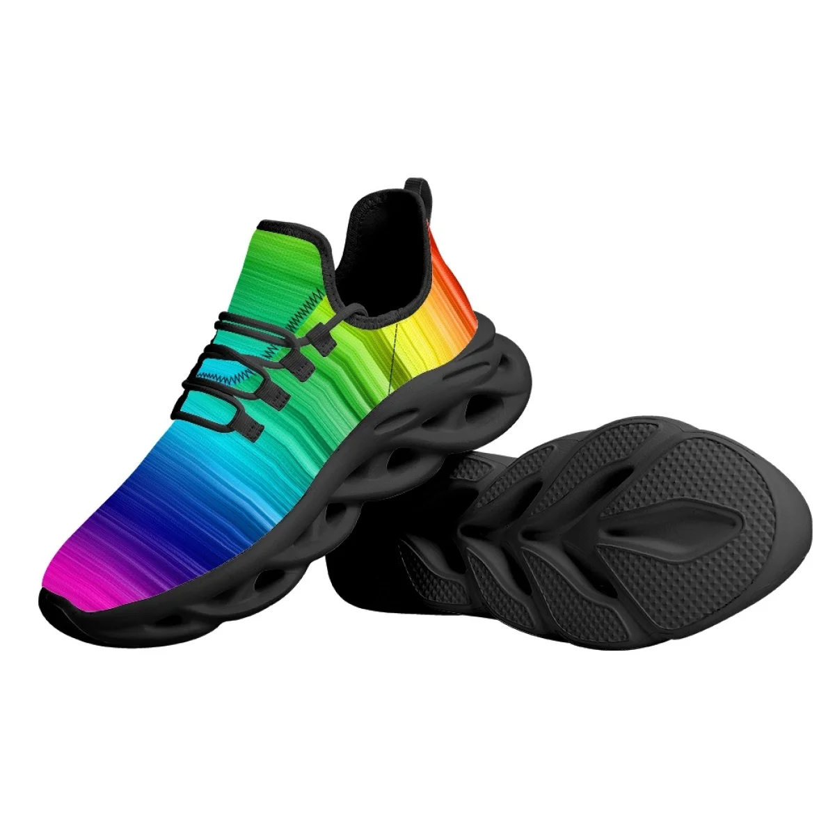 New Spring Summer Ladies Rainbow Gradient Series Sneakers Shock Absorption Wear-Resistant Woman Luxury Design Walking Shoes