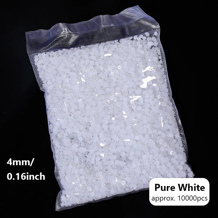 10000 Stück Weiße Elfenbeinfarbene 1,5mm-4mm ABS Imitations-Halbrundperlen Lose Perlen für Nagelkunst DIY Handwerk Schmuckherstellung Scrapbooking – Detail 9