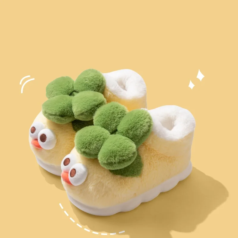 

New adorable little chicky boot slippers women super soft warm winter home plush shoes woman cute cartoon animal slipper unisex