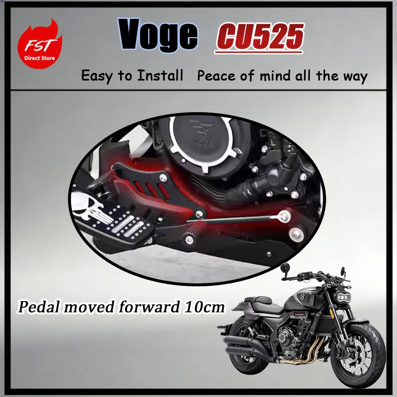 

For Voge Motorcycle Extended Forward Footrests for CU525 LX500-9 Black Comfort Accessory for Long-Distance Riding