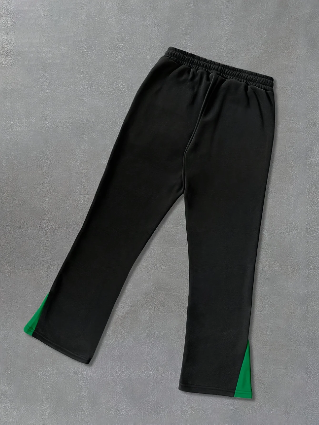 Men's Trendy Street Fashion Long Slightly Flared Trousers with Striking Vivid Green Skull Print Highly Eye - catching