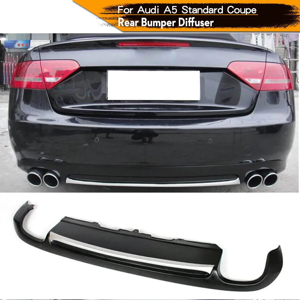 PU Unpainted Car Rear Bumper Lip Spoiler Diffuser With Silver Trim for Audi A5 Coupe Standard Only 2008 - 2011