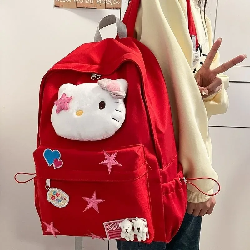 MBTI Y2k Pink Backpack Women Hello Kitty Harajuku Fashion Large Capacity Casual Backpacks Cute Original Students New Female Bag