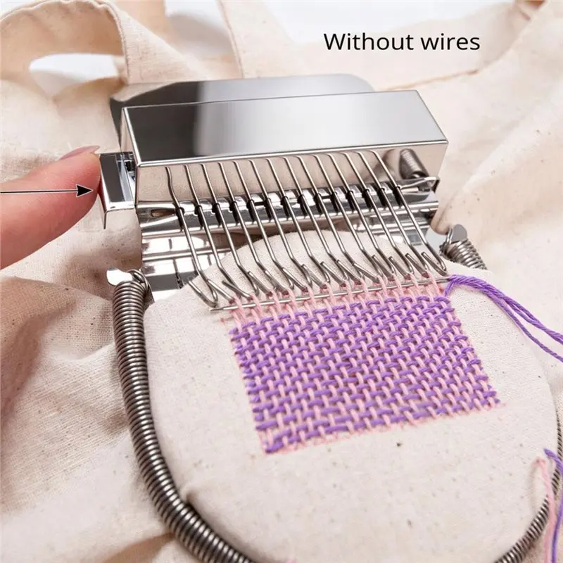 ABLJ Small Wooden Darning Frame 14 Hooks,Speed Weave Sewing Aid For Mending Jeans