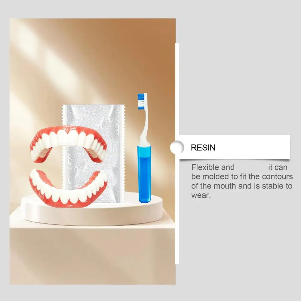 Full Denture Premium Dental Care Kit With Cleaning Brush Realistic Gums Tone Fix Gap Upper Lower