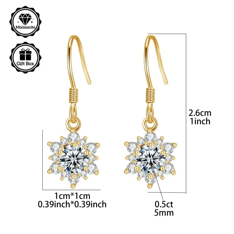 

LAMVOICE / 1 carat moissanite jewelry for women/Hypoallergenic earring earrings withchristmas gift for high quality jewelry