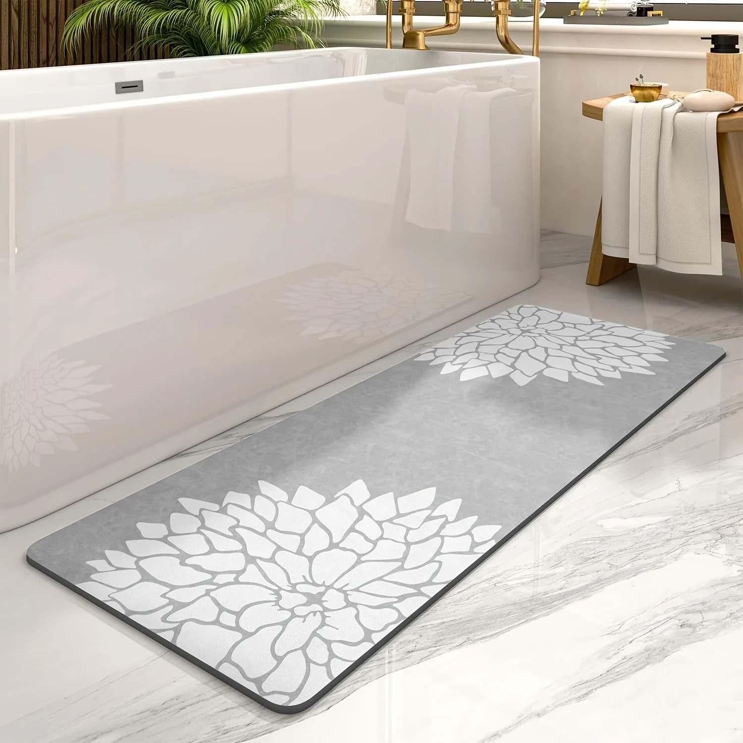 1 Piece SIXHOME Non Slip Carpet - Handmade Polyester Blend, Rubber Backing, Super Absorbent Diatomaceous Earth, Quick Drying,