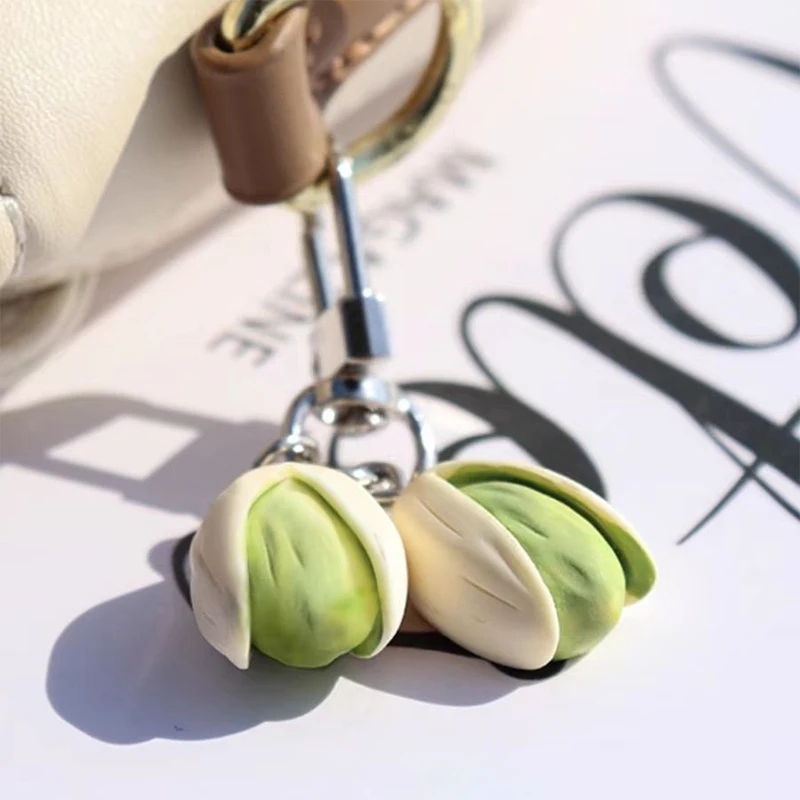 1:1 Pistachio Keychain Creative Food Series Personality Backpack Pendant Cute Lady Pendant Trinket Simulation Food