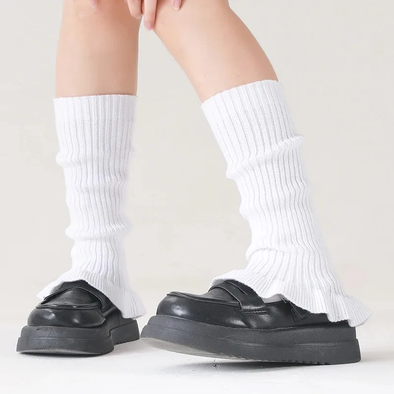 المرأة الصوفية مزيج بلون القرن محبوك مكدسة الجوارب الدافئة مع شريط عمودي الفطر الدانتيل غطاء الساق لخريف شتاء #4