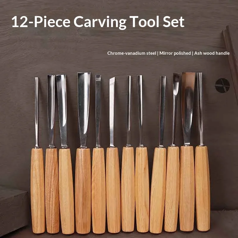12pcs/set Wood Carving Kit Carving Knife Carving Chisel Hand  Knife Woodworking Piercing Tool Knife Wood Chisel Set