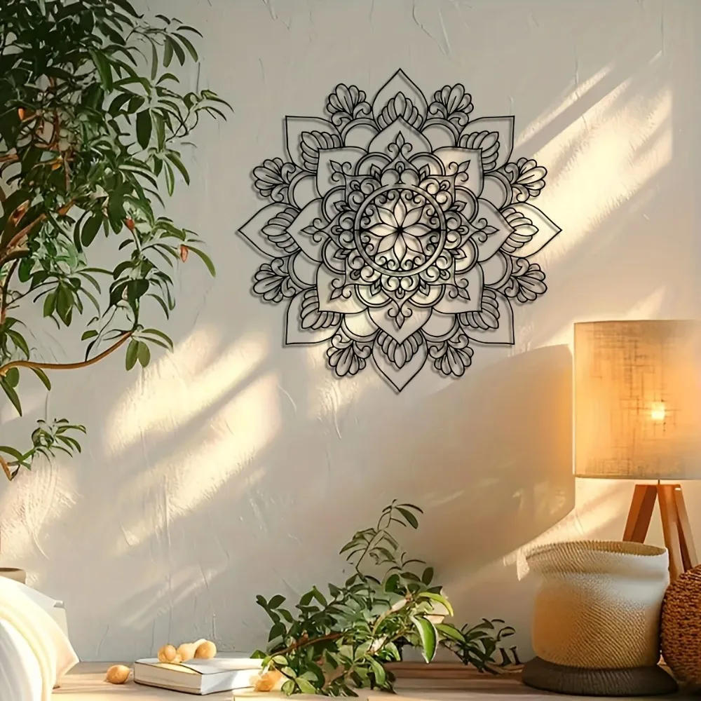 CIFBUY Mandala Metal Wall Art Iron Decor Spiritual Home Sculpture Elegant Floral Design Durable Craft For Living Room Bedroom