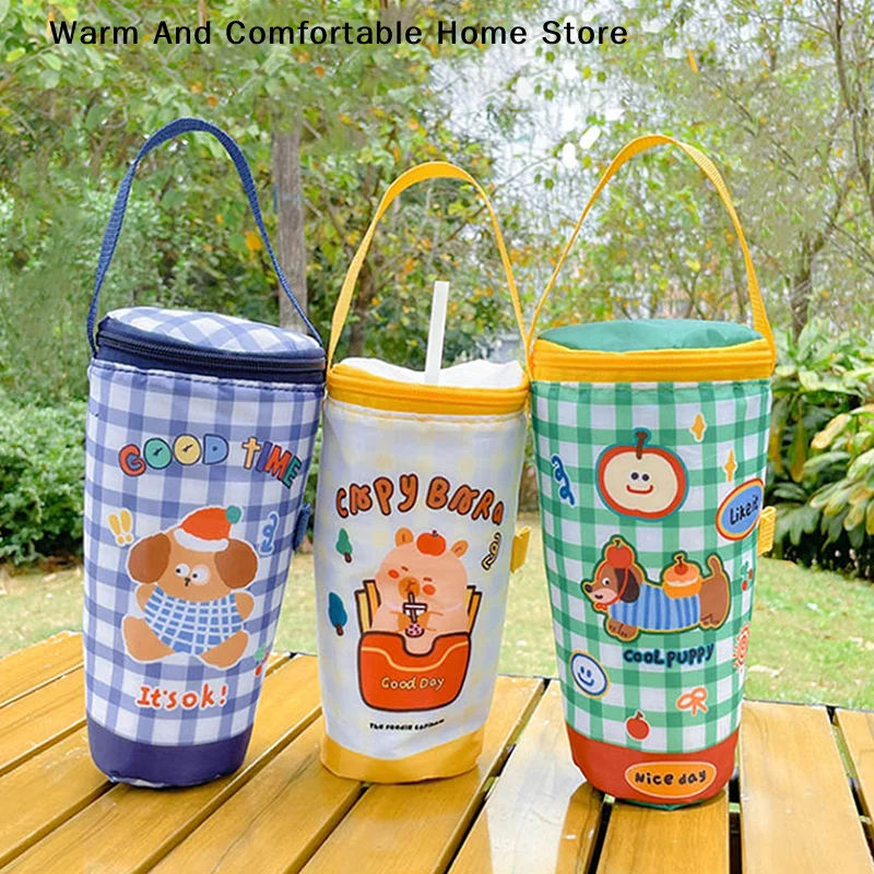 【SE】1PC Portable Milk Tea Tote Bag Heat Preservation Bag Handbag Carrying Insulated Cup Cover Tumbler Cup Accessories