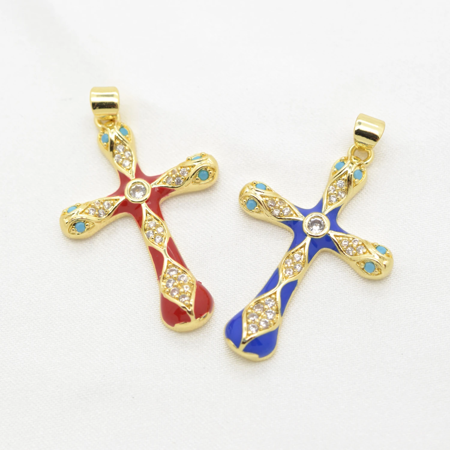 Snakehead Creative Christian Cross Charms for Handmade Talisman Prayer Religious Pendant Man Women Fashion Jewelry 5 Pcs