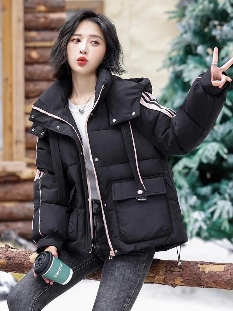 

Женская утепленная хлопковая куртка свободного кроя в корейском стиле, прямого силуэта, на молнии, для зимы