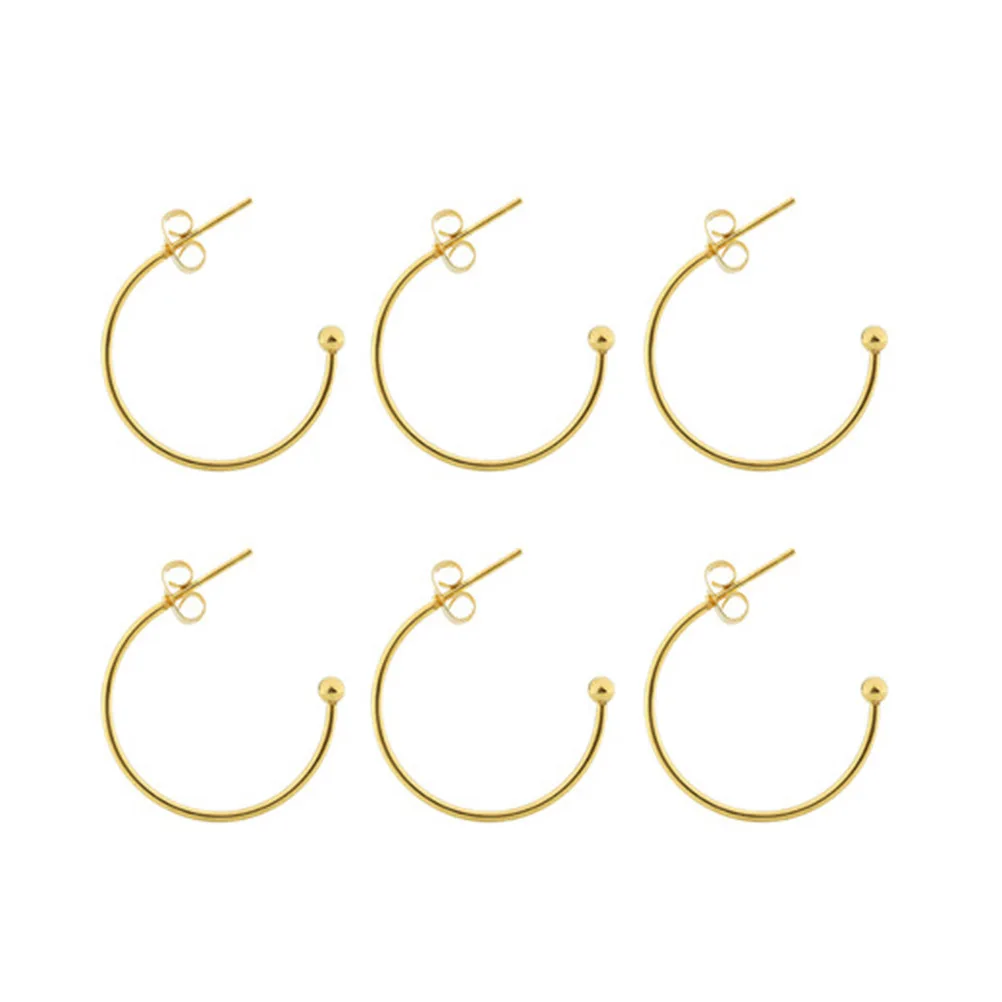

6Pcs Stainless Steel Ear Hooks Lightweight DIY Earring Hooks Corrosion Resistant C-Shaped Manual Ear Jewelry Accessories 25mm