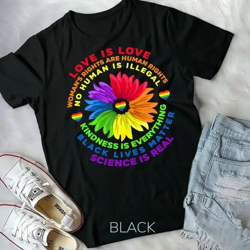 Flower Rainbow Human Black Lives Rights Science LGBT Pride Unisex T shirt
