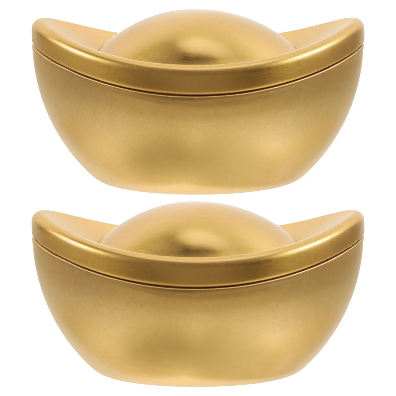 Набор из 2 золотых жестяных коробок в форме слитка для конфет, печенья, с дизайном Юань Бао (символ удачи), для свадеб, дней рождений, вечеринок, для демонстрации закусок